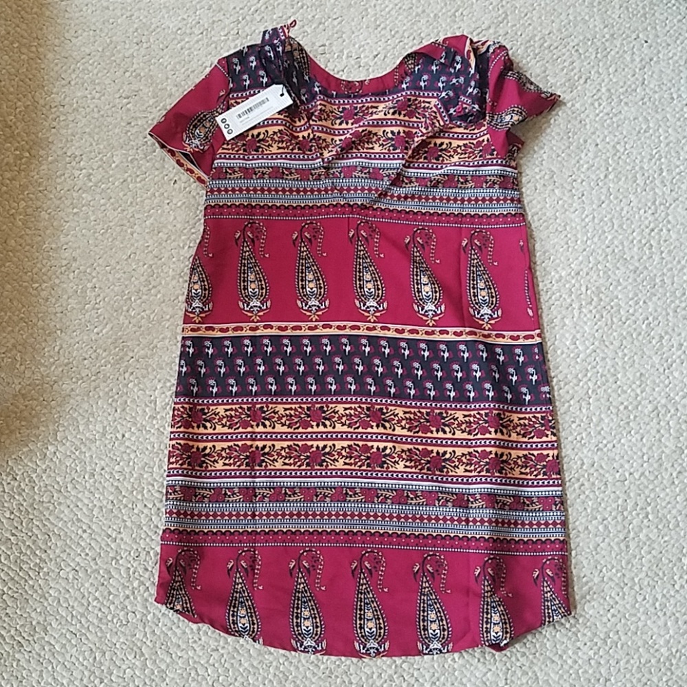 paisley dress - red, magenta, navy blue/black